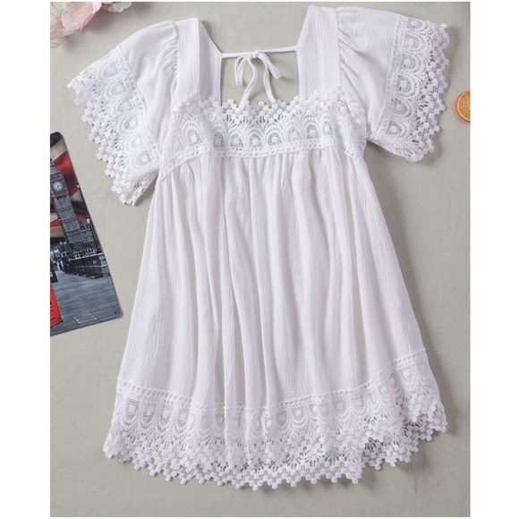 022 Boho White Lace Flowy Oversized Blouse - Picture 7 of 10